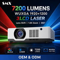 Projecteur laser WUXGA 7200 lumens pour grandes salles, 3LCD, zoom 1,6x, installation 360° pour auditorium et salle de conférence