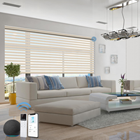 Persianas Enrollables Motorizadas Horizontales Eléctricas con WiFi, Compatibles con Google y Tuya, Control Remoto, Doble Capa de Poliéster Impermeable, Gran Oferta
