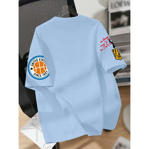 Men's Printed <b>T</b>-<b>Shirt</b> Letter Design Basketball Pattern 100 Polyester <b>Teenager</b> Fit - Product Image 5