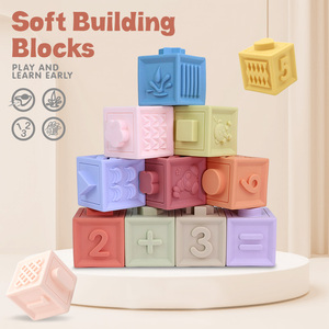 FiveStar 12 pièces <span class=keywords><strong>jouet</strong></span> de dentition en plastique souple bébé blocs de construction empilables numériques jouets Montessori sensoriels avec <span class=keywords><strong>sac</strong></span> de rangement - Product Image 2