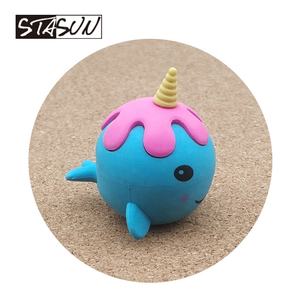 STASUN Neuheit kreativer Löschstift TPR niedliches Tier 3D Einhorn Wal-Räußer Geschenk Narwal-Räufer Gummi-Stift Stationär - Product Image 3