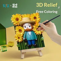 Peinture à l'huile numérique en relief 3D, ensemble d'art peint à la main avec plusieurs styles - Cadeau créatif culturel pour enfants