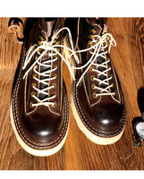 Bottes de travail pour hommes 2027, style rétro, en cuir véritable, respirantes, patchwork, semelle compensée antidérapante, mode outdoor