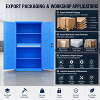 Armoire de rangement industrielle haute pour outils avec serrure à clé, portes doubles, panneau perforé, 1 tiroir – Fournisseur OEM/ODM