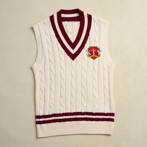Wholesale Custom Fraternity Greek Organization <strong>Cable</strong> Pullover V Neck Varsity Letterman Man <strong>Knit</strong> Vest <strong>Sweater</strong> With Embroidery OEM - Product Image 5