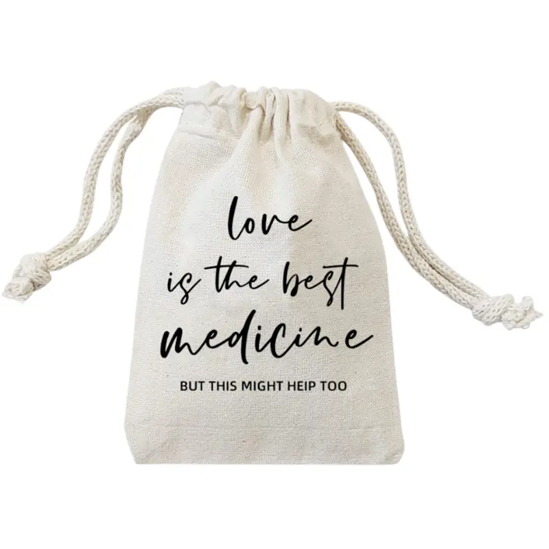 Linen Love Is The Best Medicine Bag for Wedding Singles Parties Hangover Bouquet Gift Bag
