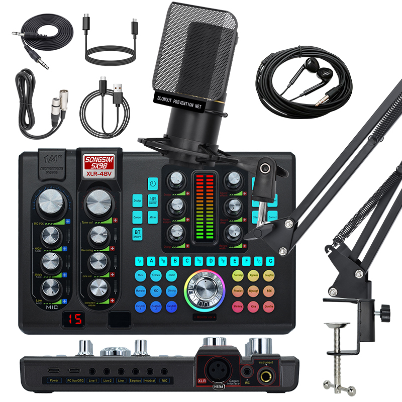 Professional SX98 48V USB Audio Sound Card Set ZX320 Condenser
