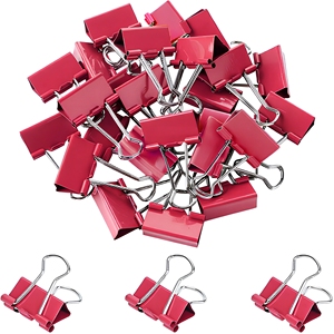 Clips de reliure métalliques rouges, pinces à papier pliables, pinces à papier de taille moyenne, grandes pinces à papier pour le bureau, la maison, l'école, les entreprises - Product Image 1