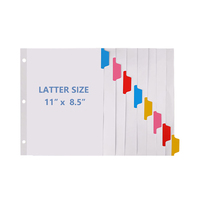 Separadores de 3 anillas para archivador, 8 colores, tamaño A4, protectores de hojas de plástico blancos para índice de páginas, para uso en oficina, escuela y cuadernos.