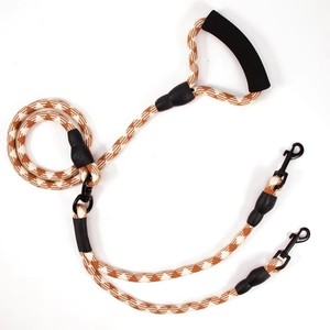 Polyester Zwei-Hunde-Leine Komfortabler Schaumstoffgriff 1 Leine für 2 Hunde Outdoor Doppel-Zugseil Verhindert Umwickeln Hundeleine - Product Image 4