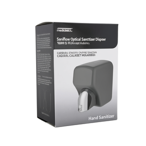 Dispenser di Disinfettante per Mani Ottico Saniflow in Acciaio Inox da Parete per Cliniche - Product Image 2