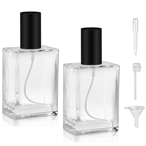 High Quality 50ml 100ml Portable Rectangle Square Empty Clear Glass <b>Spray</b> Perfume <b>Bottle</b> With Crimp Mouth Black Lid - Product Image 1