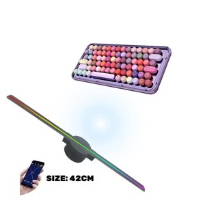 พัดลมโฮโลแกรม 3 มิติ ส่งเร็ว เทคโนโลยีขั้นสูง ใบพัด <span class=keywords><strong>2</strong></span> ใบ ขนาด 42 ซม. เครื่องฉายภาพโฮโลแกรมสำหรับโฆษณา จอแสดงผล LED 244 ดวง ควบคุมผ่านแอพ Wi-Fi - Product Image 1