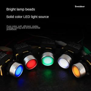 Interruptores de Botón Pulsador Iluminados de 22mm con Retorno Automático, Encendido/Apagado, Impermeables, con Bloqueo, Planos, Redondos, Mecánicos - Product Image 3