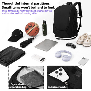 Zaino Sportivo Casual <span class=keywords><strong>da</strong></span> Uomo con Logo Personalizzato e Scomparto Impermeabile per Scarpe, Borsa <span class=keywords><strong>da</strong></span> Donna per Palestra, Sport all'Aperto, <span class=keywords><strong>Tennis</strong></span> e Badminton con <span class=keywords><strong>Porta</strong></span> <span class=keywords><strong>Racchette</strong></span> - Product Image 4