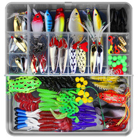 Combo de pêche 141 pièces Kit d'accessoires de pêche dur Wobbler métal Jig cuillères mixte leurre souple Silicone PVC poisson lacs acceptable