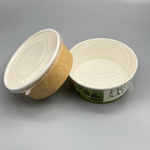 Bol à salade en papier kraft, impression de logo personnalisée, directement de l'usine, jetable, pour emballage alimentaire chaud et froid - Product Image 3
