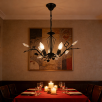 Lustre JACKSUN en cristal K9 doré de luxe, style rétro, branche de fleurs, lampe suspendue en fer, base E14, éclairage de table de salle à manger