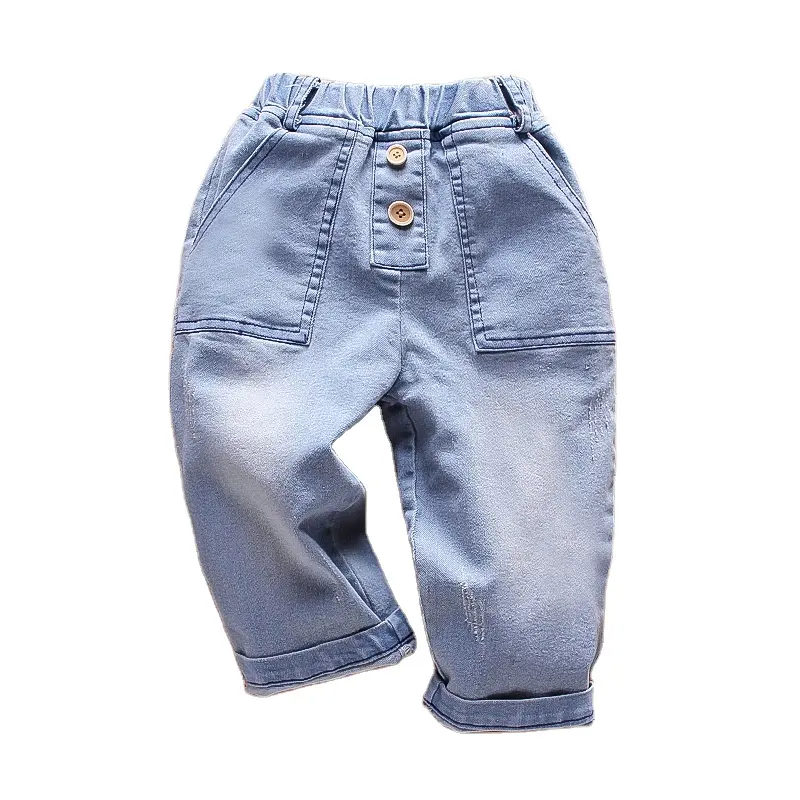 Toddler Baby Girls and Boys Hipster Solid Denim Jeans Regular Casual Leisure Joggers Trousers Pants
