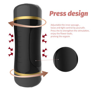 デュアルヘッドリアルな肛門膣リアルプッシー男性用オナニーカップディープスロートマスターベーター - Product Image 5