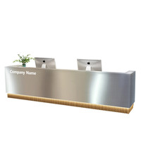 Table de réception de salon de beauté en bois moderne de grande taille personnalisée réception de salon de coiffure avec LED