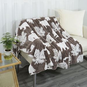 3D Jacquard Cationic Bear & Pine Theme Print Sherpa Fleece Blanket <b>for</b> Home Fuzzy Soft Cozy Thick Warm Customized <b>Throw</b> Blanket - Product Image 6