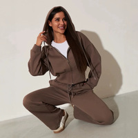 Ensemble sweat à capuche et pantalon large pour femme, style européen/américain, avec cardigan zippé à manches longues et cordon de serrage