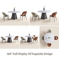 Table à manger moderne et durable en pierre frittée avec base en acier au carbone, rectangulaire/ronde/extensible, pour la maison et l'hôtellerie