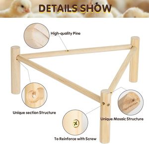 Hábitat de entrenamiento de marco de madera grande para pollos, gallinas, raíces fuertes, gallinero, cuidador, 2 juguetes de pollo, accesorios para loros - Product Image 3