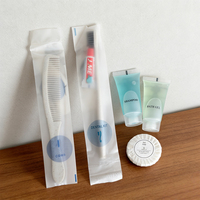 Ensemble de produits d'accueil de luxe pour hôtel et Airbnb, personnalisable en gros, comprenant des chaussons jetables unisexes et un ensemble de toilette avec shampoing pour salle de bain