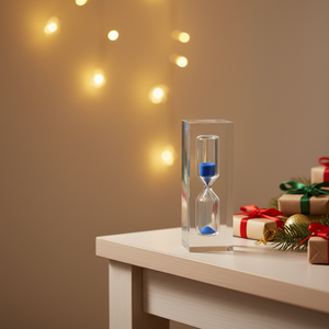 Modern <b>Hourglass</b> Plexi Blue Sand 8cm H Glass Material for Timing Christmas & Birthday Decorations Gift Idea - Product Image 3