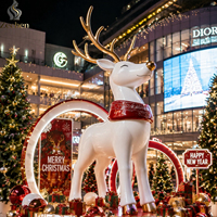 Maßgefertigte Glasfaser-Weihnachtsskulpturen Zuckerstange Weihnachtsmann Eule Schneemann Ornamente für Platz- und Einkaufszentrum-Dekoration