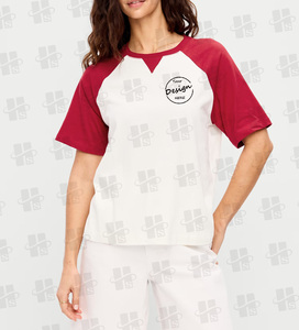 T-shirts blancs personnalisés de haute qualité pour femmes sérigraphie coton modal <span class=keywords><strong>col</strong></span> en <span class=keywords><strong>V</strong></span> 3/4 manches raglan t-shirt pour femmes avec votre logo - Product Image 3