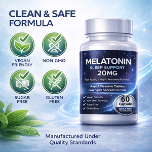 Melatonina 20mg, Suplemento para Dormir, Cápsulas de Acción Rápida para la Recuperación Nocturna, Vegano, Sin GMO, Sin Azúcar, Sin Gluten - Product Image 5