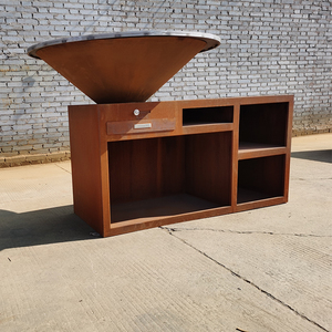 AHL Weathering Steel Adjustable Height Home Barbecue Oven with Rust Finish <strong>and</strong> Flame Safety - Product Image 6