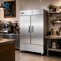Réfrigérateur vertical commercial en gros, homologué UL, en acier inoxydable robuste, double porte, température unique, pour distributeur