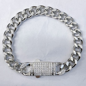 Pulsera de Cadena Cubana JML de Latón Chapado en <span class=keywords><strong>Oro</strong></span> de 14k con Circonita para Hombre y Mujer, Collar de Cadena Plateada de Alta Calidad, <span class=keywords><strong>Oro</strong></span> - Product Image 2