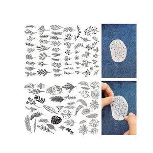 Estabilizador Soluble en agua para patrones de bordado Papel de transferencia de bordado adhesivo con flor preimpresa para coser a mano