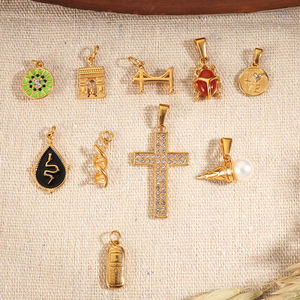 ทำจี้ห้อยเครื่องประดับของคุณเอง จี้สแตนเลสชุบทองเคลือบเงา ประดับด้วยเพชร CZ รูปกระดูก สุนัข หัวใจ ผีเสื้อ - Product Image 2