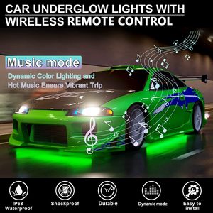 Lampu garis bawah mobil, cahaya Neon aksen suara fungsi aktif Mode musik dengan aplikasi kontrol <span class=keywords><strong>Strip</strong></span> lampu bawah tubuh 90*120CM 4 buah - Product Image 4