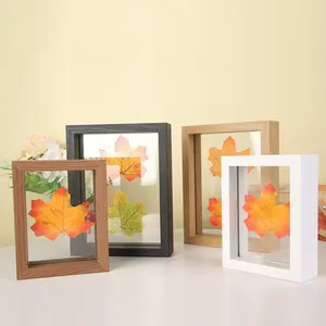 DIY Solid Wood Framed Double Sided Glass Wall Art Picture Floating Photo Frame