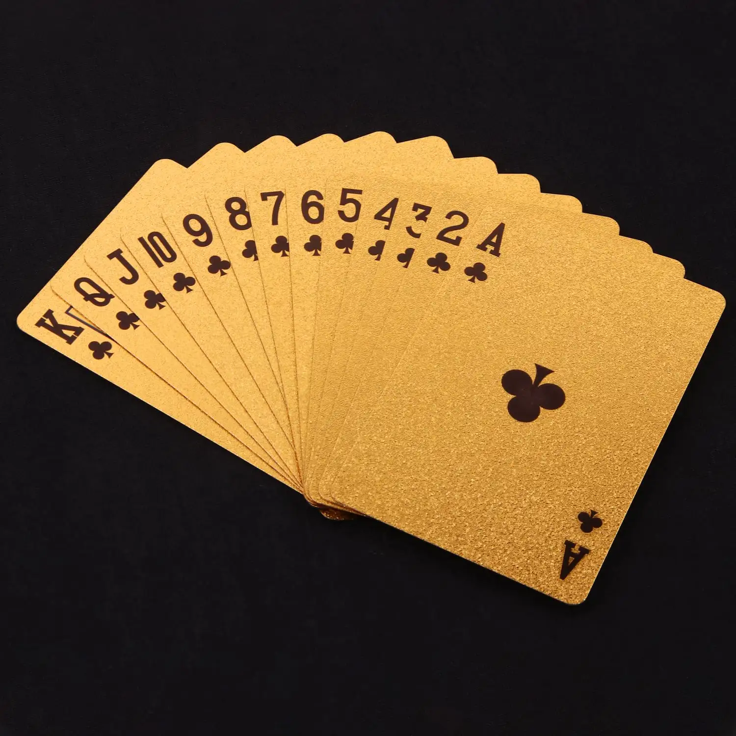 Kartu bermain emas mewah kartu kustom pribadi grosir kartu poker emas foil plastik tahan air kartu bermain
