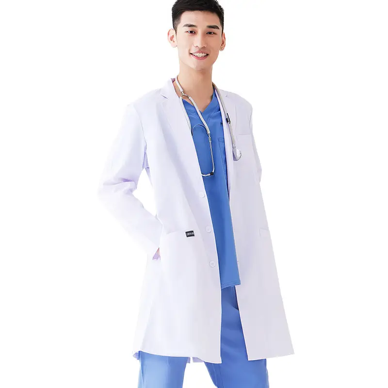 Spot wholesale White coat doctor's uniform male white thin section physician lab coat student chemistry pharmacy work clothes