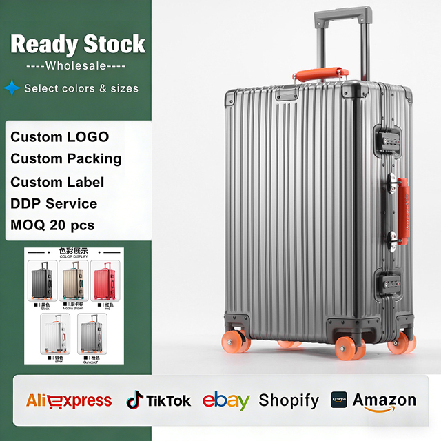 Hot Selling Luxury All Aluminum Carry on Luggage With Spinner Wheels Metal Hard Shell Suitcase 28nch Large Size Trolley Bags