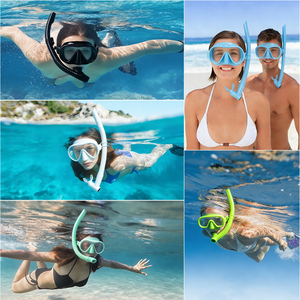 משקפי צלילה מקצועיים עמידים סט שנורקלינג HD Vision נגד ערפל עדשת זכוכית מחוסמת סיליקון רך שנורקל מתקפל - Product Image 3