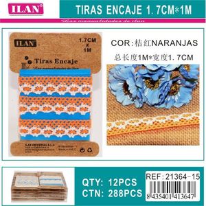 Cinghie in pizzo ILAN 1,7 cm x 1 m arancioni per artigianato e cucito - Product Image 3