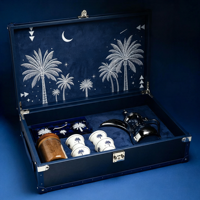 Boîte d'emballage personnalisée en cuir pour desserts, tasses à café, thé, dattes du Ramadan, chocolats, avec broderie palmier, pour sachets de thé, idéale pour offrir