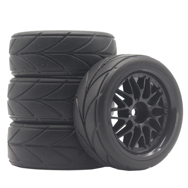 1/10 Scale RC On-Road Soft Tires 12mm Replacement Rubber Wheels Tyres Compatible with Traxxas 4Tec 2.0 Tamiya TT01 XV01