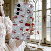 Coques de téléphone portable à motif crème ondulé Daisy Cherry pour iPhone X-18 Series et Samsung – Coques de protection arrière