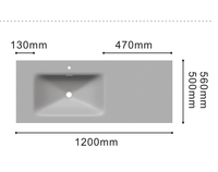 En stock, Plan de lavabo de salle de bain moderne et minimaliste, monobloc sans joint, en dalle carrée ou rectangulaire, façonnée à chaud